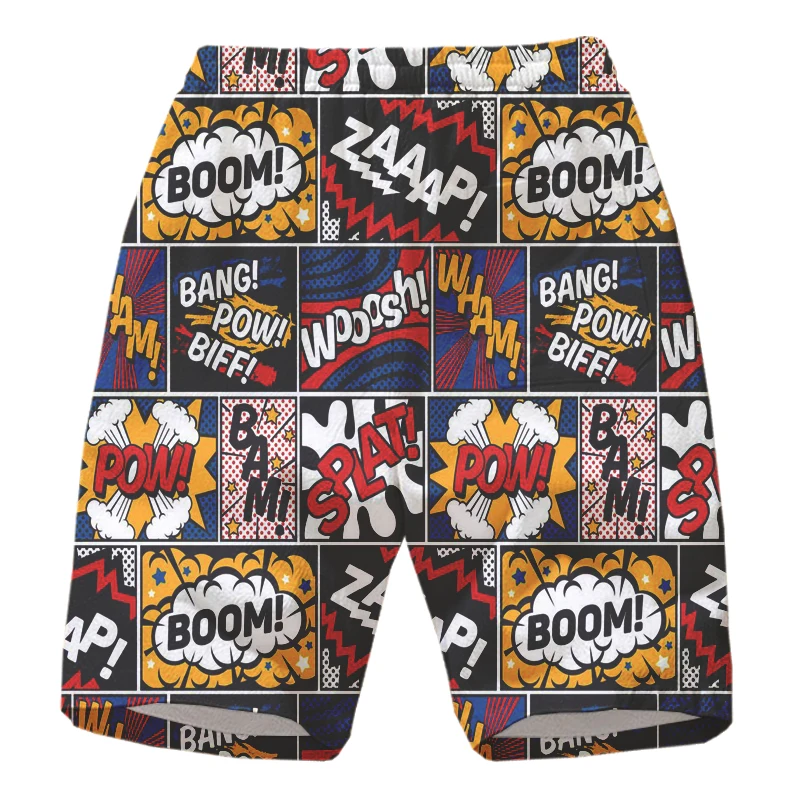 Поддержка персонализации повседневных мужских шорт с комиксным принтом|Плавки и