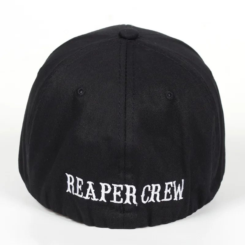 

Brand Black Hats Sons Of Anarchy For Reaper Crew Fitted Baseball Cap Women Men Letters Embroidered Hat Hip Hop Hat For Men