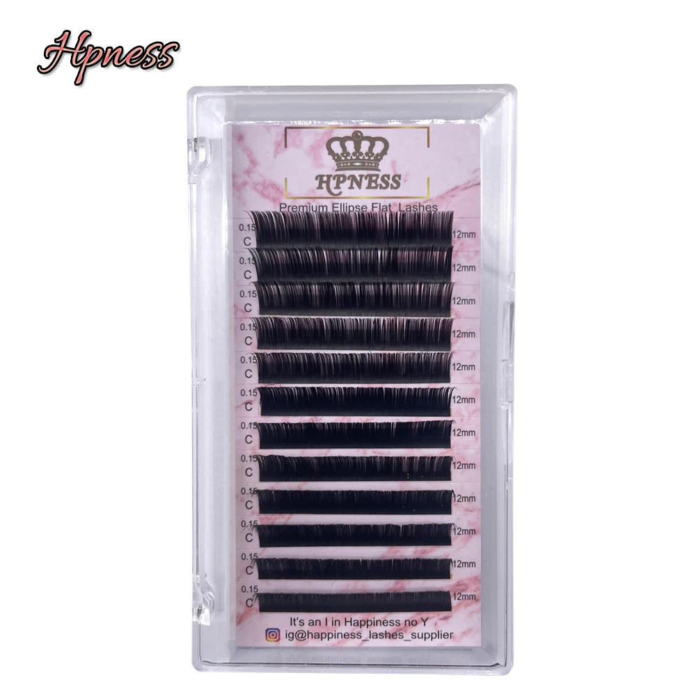 

High Quality New Matte Ellipse Flat Eyelash Extensions Individual Mink 0.15 Softer Flat Lash Split Tips Ligher Volume Looking