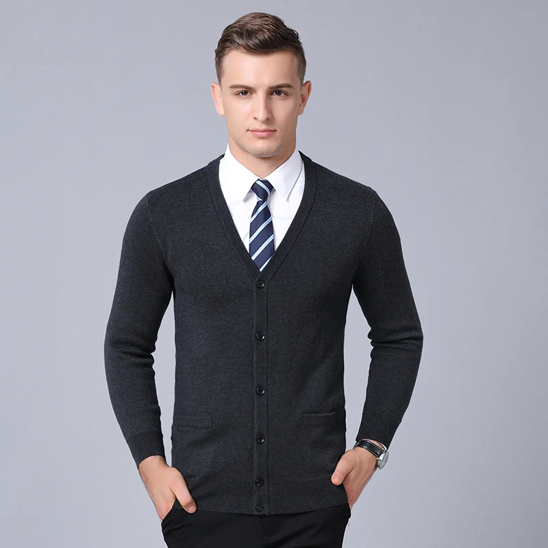Мужской трикотажный свитер Повседневный Кардиган из кашемира Осень зима 2019|men
