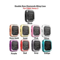 9pack for fitbit versa 2 screen protector bling crystal rhinestone plated frame protective bumper shell pc protective foil cover