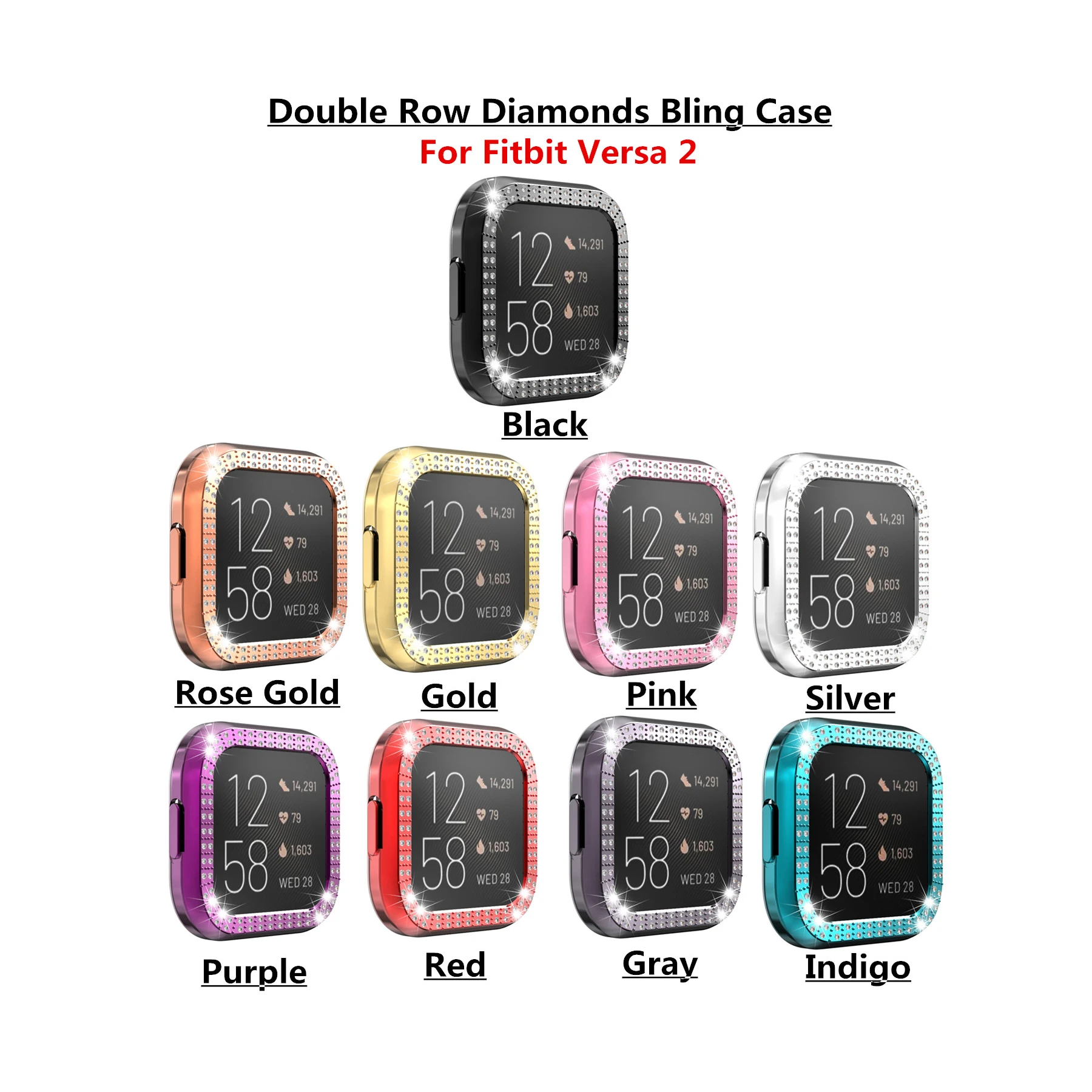 9 Упаковок для Fitbit Versa 2 защита экрана Bling Crystal Стразы рамка защитный бампер