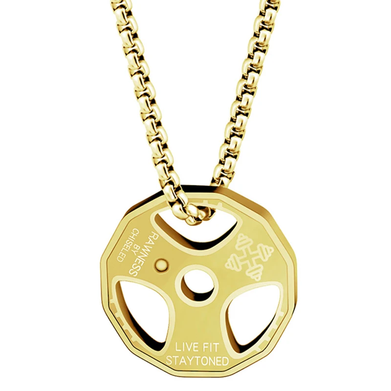 Из нержавеющей стали Ожерелье Фитнес классная Вес подвеска пластины Штанги