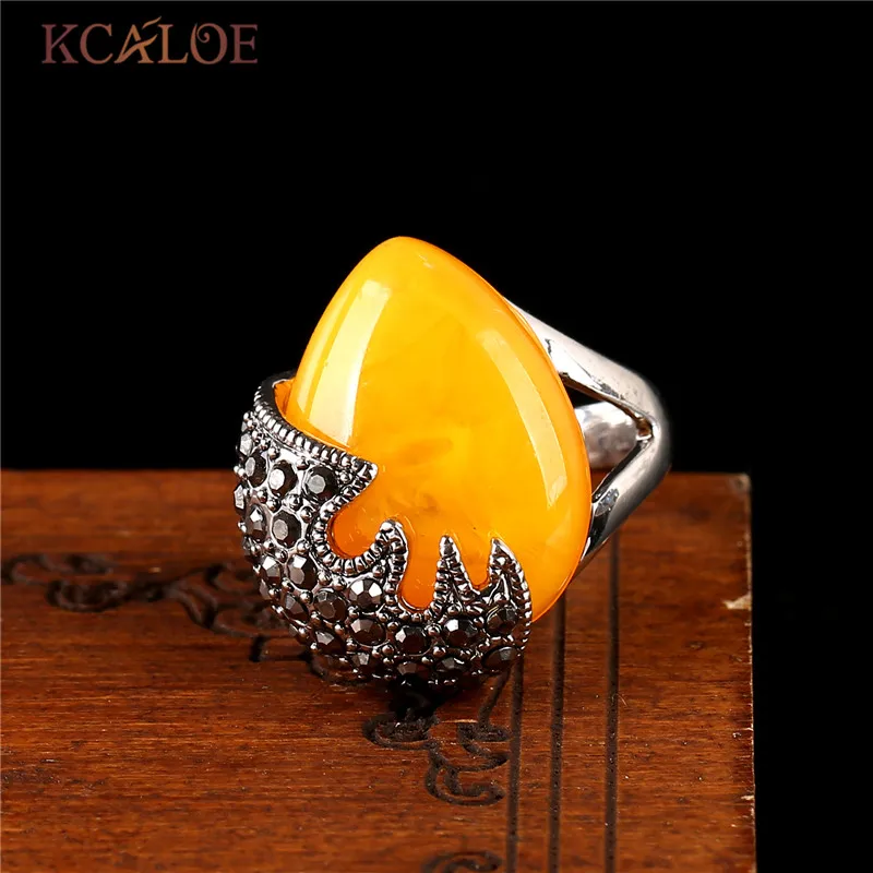 KCALOE обручальные кольца для женщин ретро-Кольцо из драгоценных камней оникс