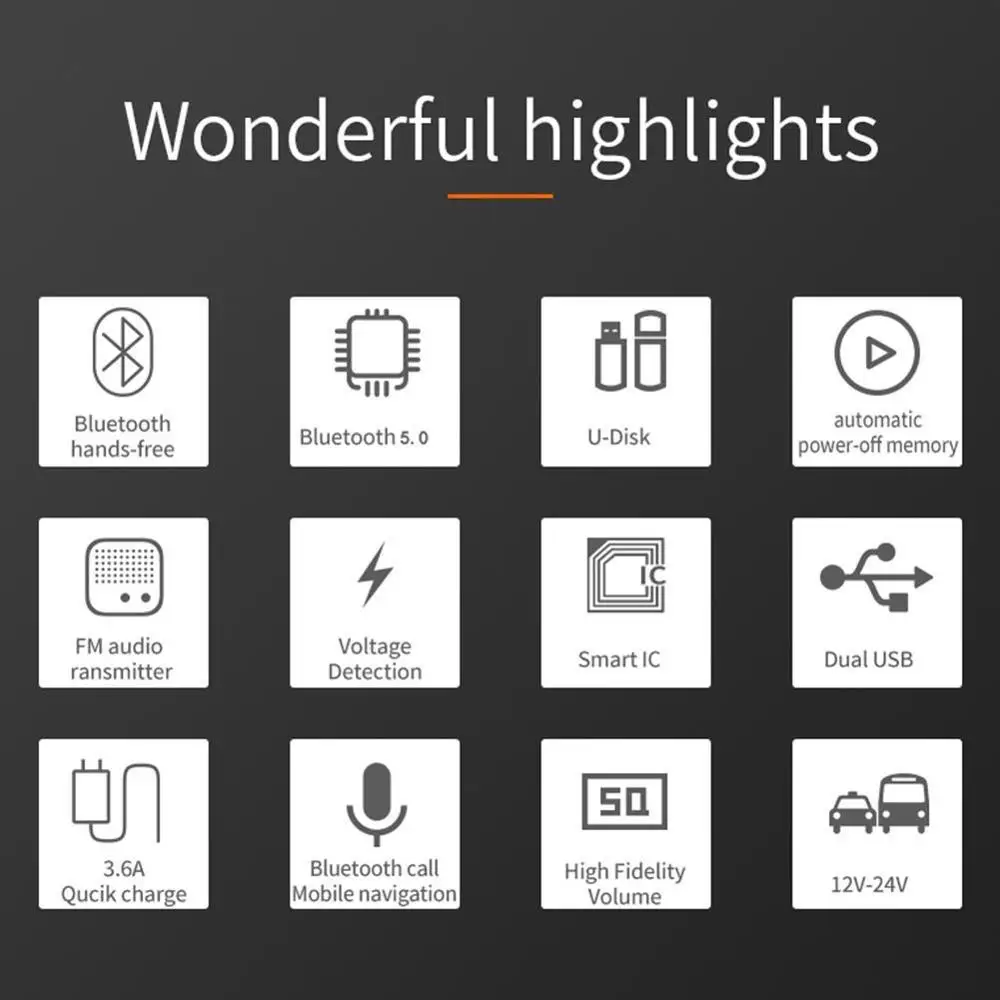 

3.6A Quick USB Charger Bluetooth Car Kit FM Transmitter Wireless Audio Carkit Mp3 Phone Modulator Handsfree Player High Quality