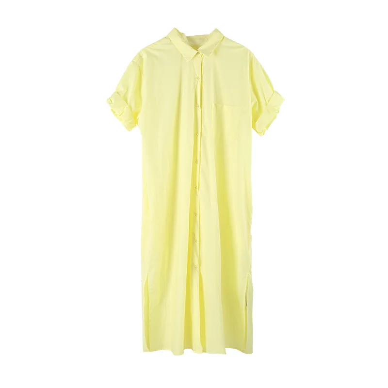 

Summer 2021 New Casual Sexy Mid Long Dress Commuter Simple Retro Shirt Skirt