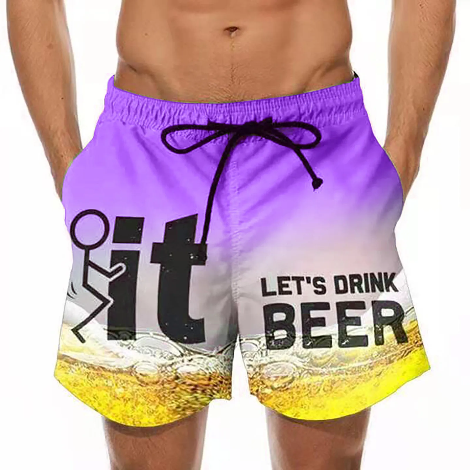 

ISHOWTIENDA Men's Slim Swim Shorts Printing Pockets Quick Dry Swimsuit Sports Swim Pants Pantalon Corto Hombre Verano Pantalones