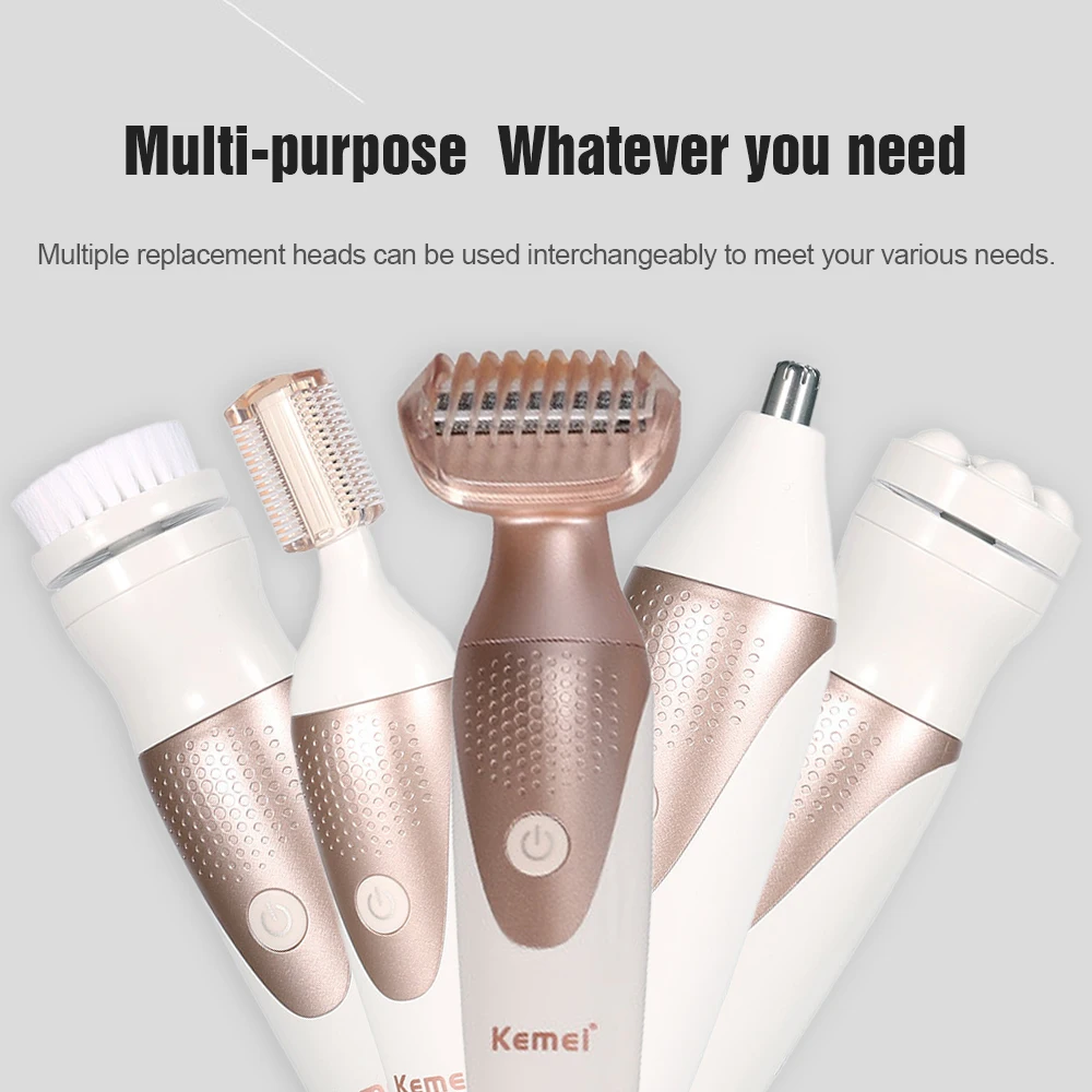 

Электробритва 5 в 1 Женская для безболезненного удаления волос, эпилятор, бритва для лица, бороды, бровей, носа, тела, бикини