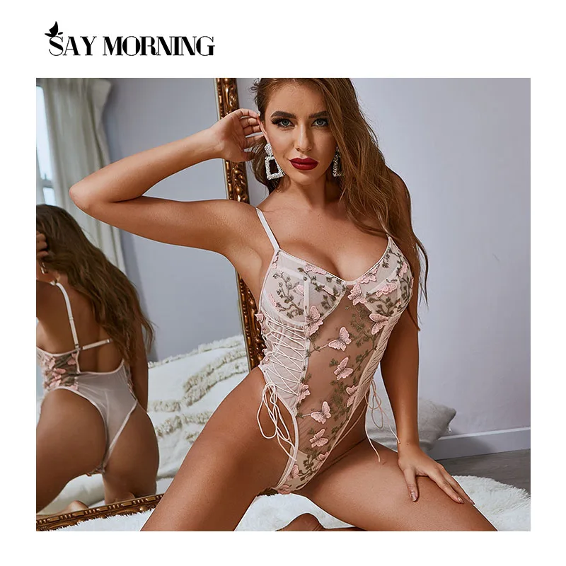 Новинка женское Кружевное боди с бабочкой SAY MORNING сексуальное нижнее белье на