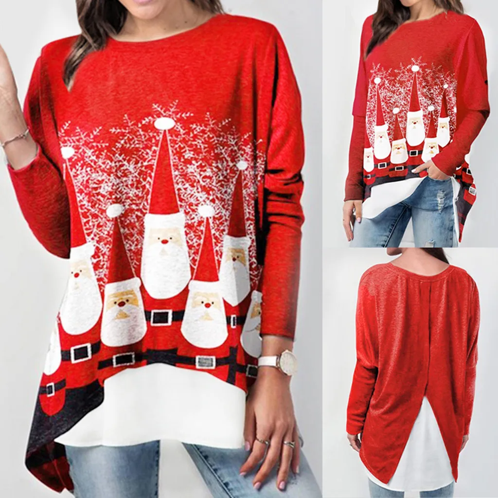 Рождественская женская рубашка модный смешной Рождественский пуловер с длинным