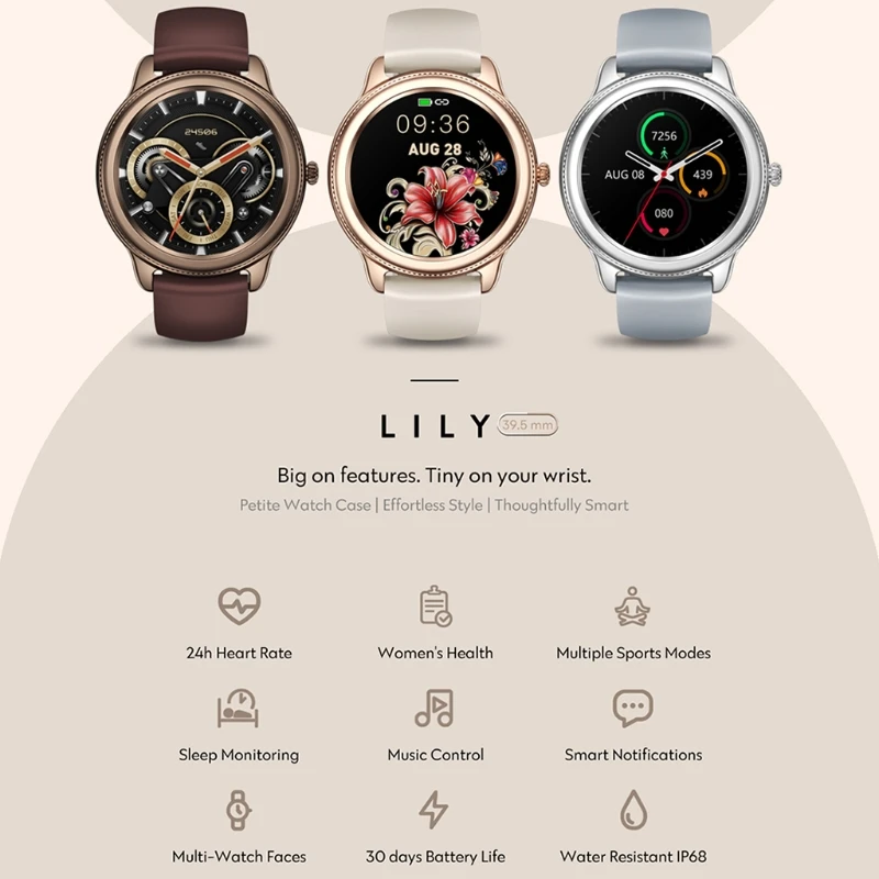

Zeblaze Lily Ladies Smart Watch Weather Forecast Fitness Sleep Blood Pressure Heart Rate Monitor Pedometer Call Reminder