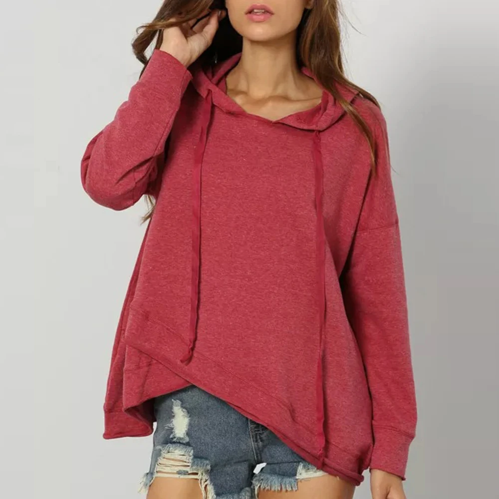 

Jocoo Jolee Women Autumn Casual Solid Loose Hoodies Long Sleeve Streetwear Plus Size Sweatshirts Vintage Pullover Hoodies