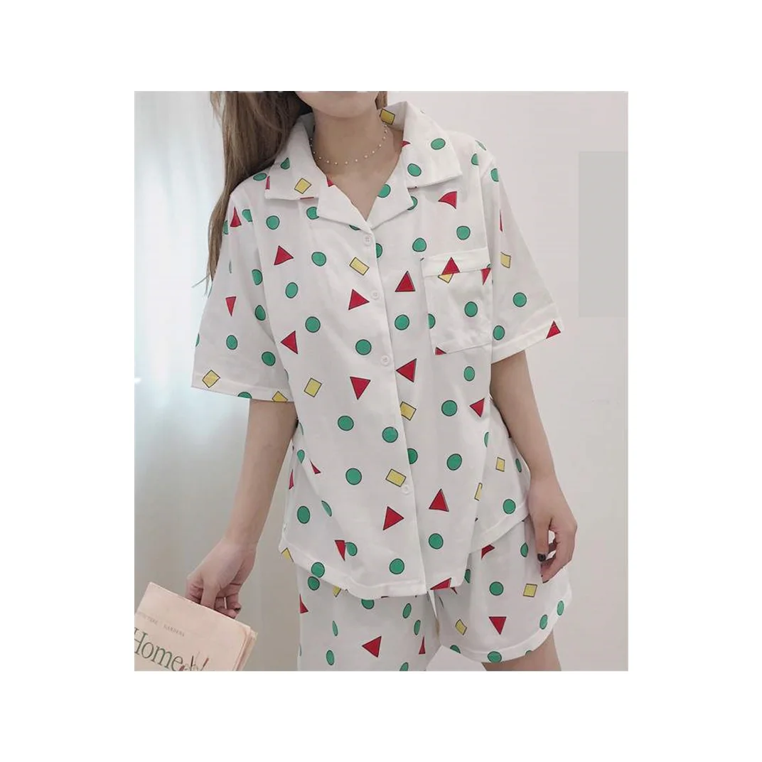 

2021 Women's pajamas Japanese Sleepwear summer thin section cute student 2 PCS Pajama Short Sleeve loose home clothes sweet Suit
