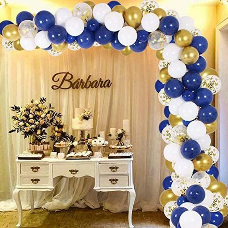 

102pcs/lot Navy Blue Gold Metallic Balloon Arch Kit Wedding Birthday Party Macaron Latex Confetti Balloons Garland Decor Balaos