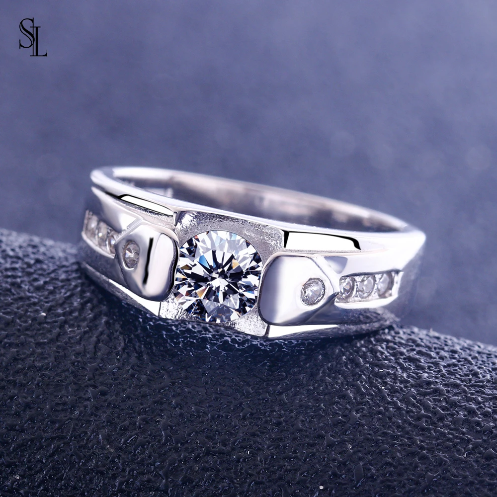 

SL New Fine Jewelry White Zirconia Stone 925 Silver Ring For Men Jewelry Gift Male Rings Anel 8-12 US Big Size