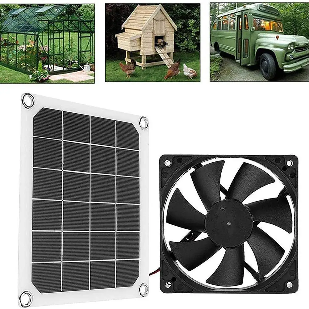 

10W 5V Solar Exhaust Fan Air Extractor Solar Panel 6 Inch Mini Ventilator Fan Power Supply For Dog Chicken Coop Greenhouse RV