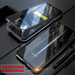 360 full protective case for honor 20 pro nova 5t 20pro phone magnetic metal bumper armor front glass cover on the honor 20 case free global shipping