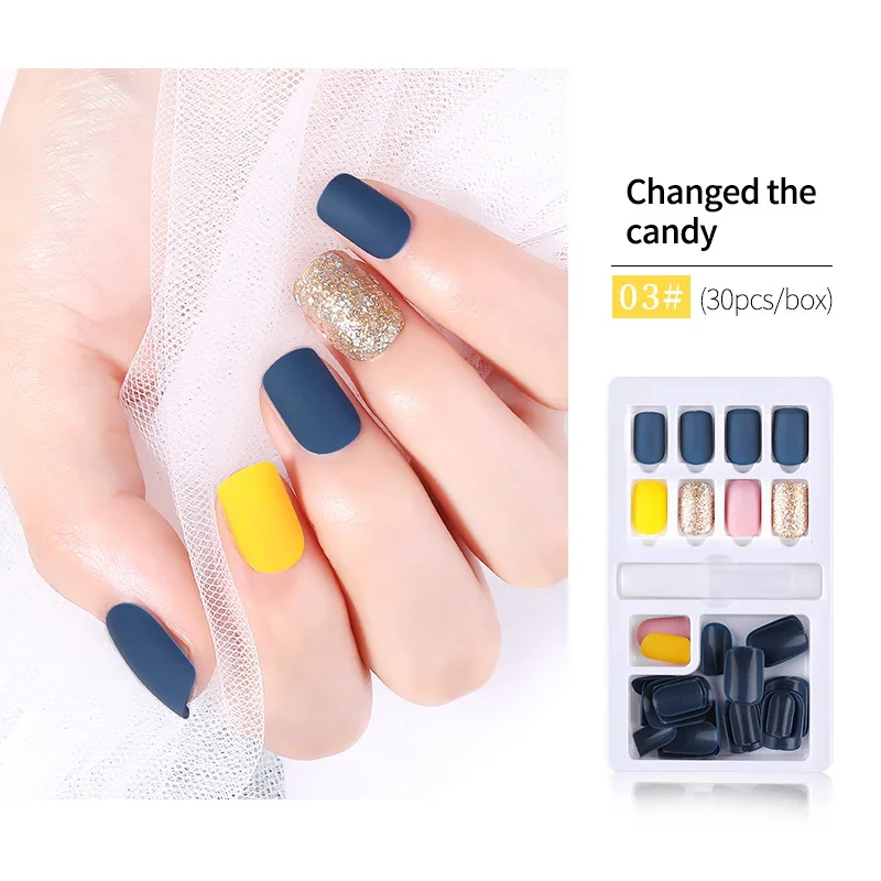 color 3 30 шт Многоразовые Накладные кончики для украшения ногтей, Длинные Короткие накладные искусственные Кончики ногтей, пресс для маникюра - Цвет: color 3