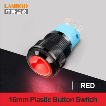 Red LED LANBOO 16 мм ON OFF мгновенная пластиковая кнопка переключатель с светодиодный 24V220V - Цвет: Red LED
