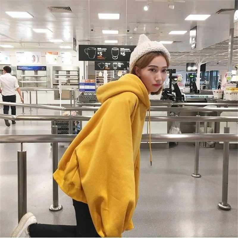 

Autumn winter loose solid color long-sleeve pullover sweatshirts womens hoodies womens casual oversized hoodies funny girl