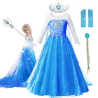 Детский костюм Эльзы, летнее платье для девочек, маскарадный костюм принцессы на Рождество, день рождения, 2021