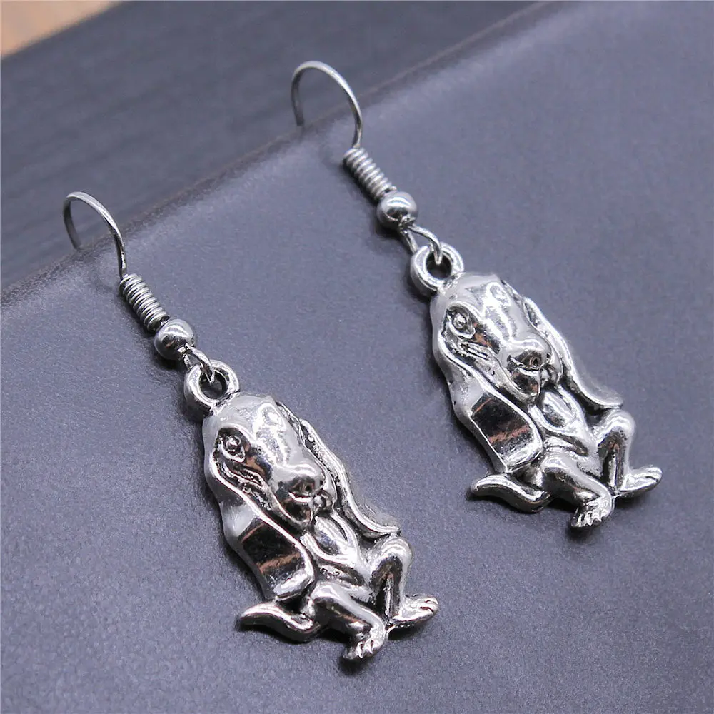 Женские серьги-подвески в виде собаки 25x14 мм 1 пара