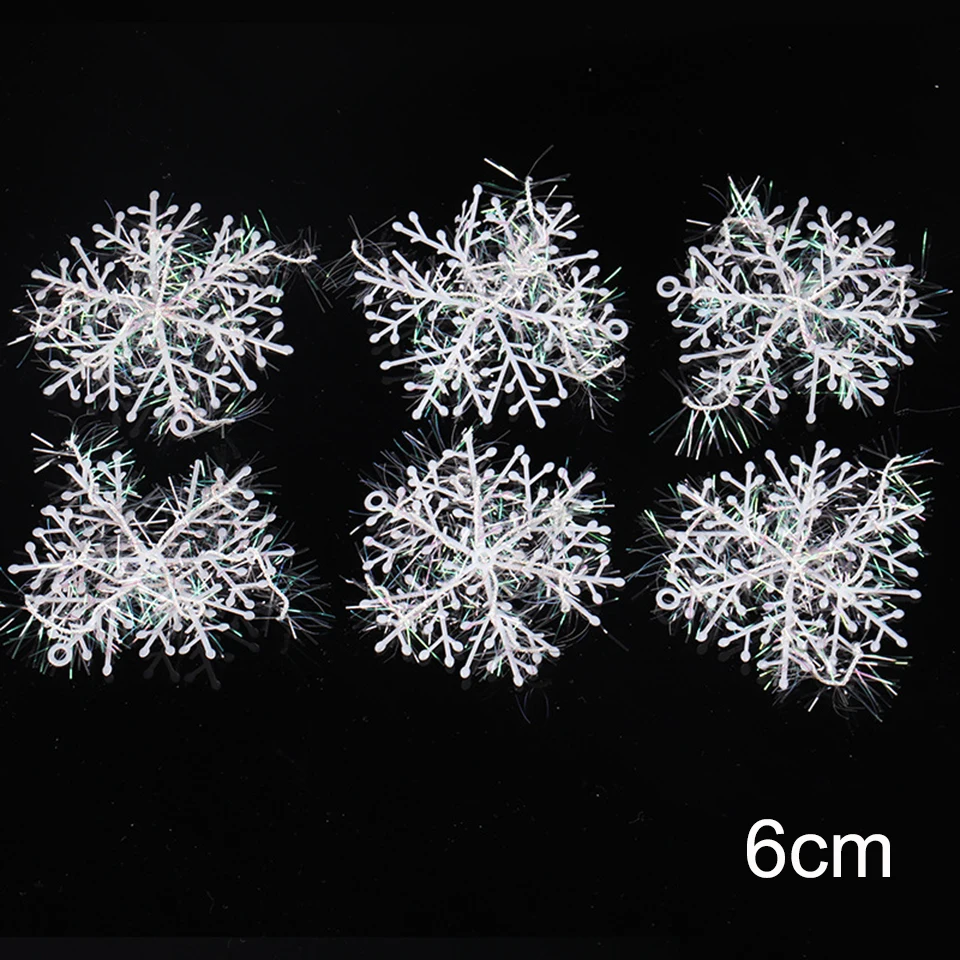 diameter 6cm Tronzo Рождественская вечеринка снежинки 90 шт рождественские принадлежности снежинки новогодние вечерние пластиковые Рождественские елки декоративные снежинки - Цвет: diameter 6cm