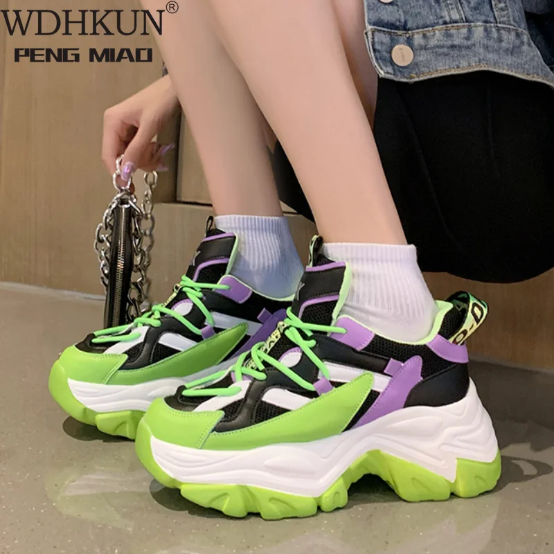 

2021 Platform Shoes Women Casual Vulcanized Shoes New Fashion Thick Bottom Ladies Trainers Basket Femme Chunky Sneakers Women