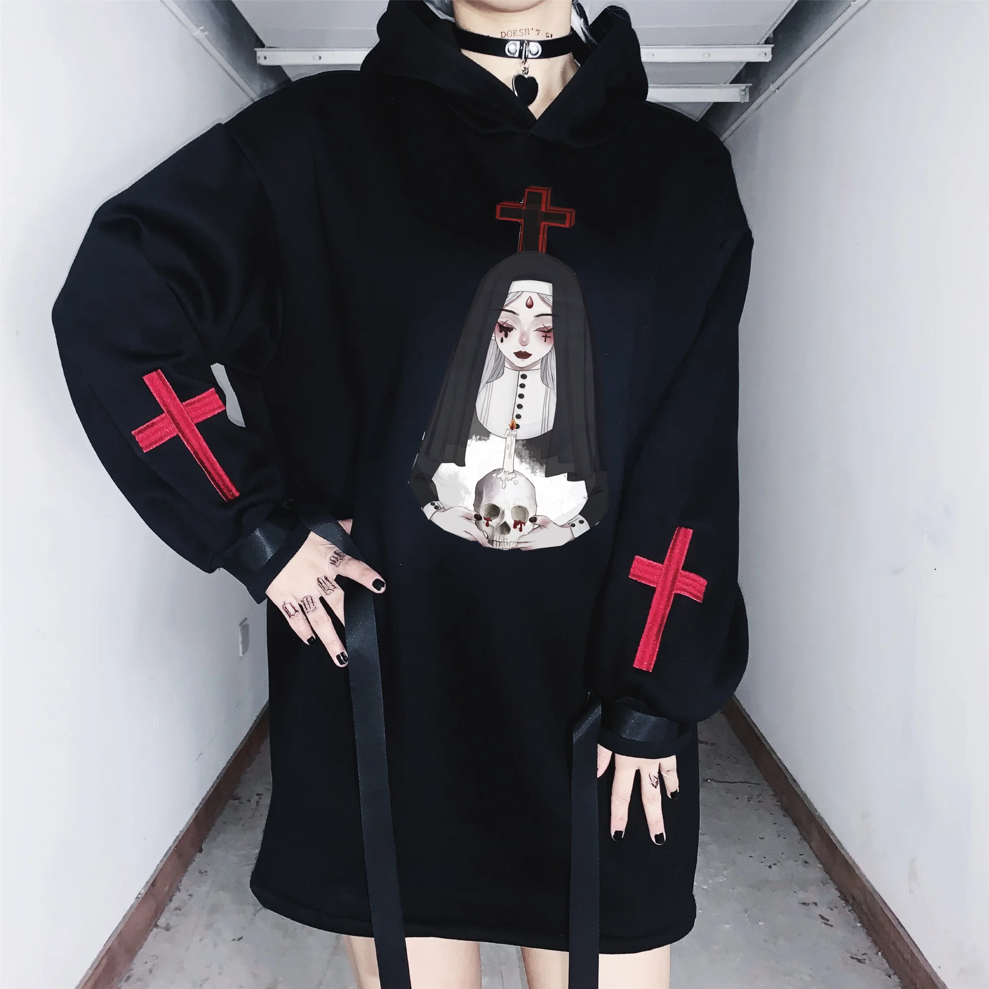 Свитшот женский бархатный в стиле Харадзюку модная Готическая уличная одежда с