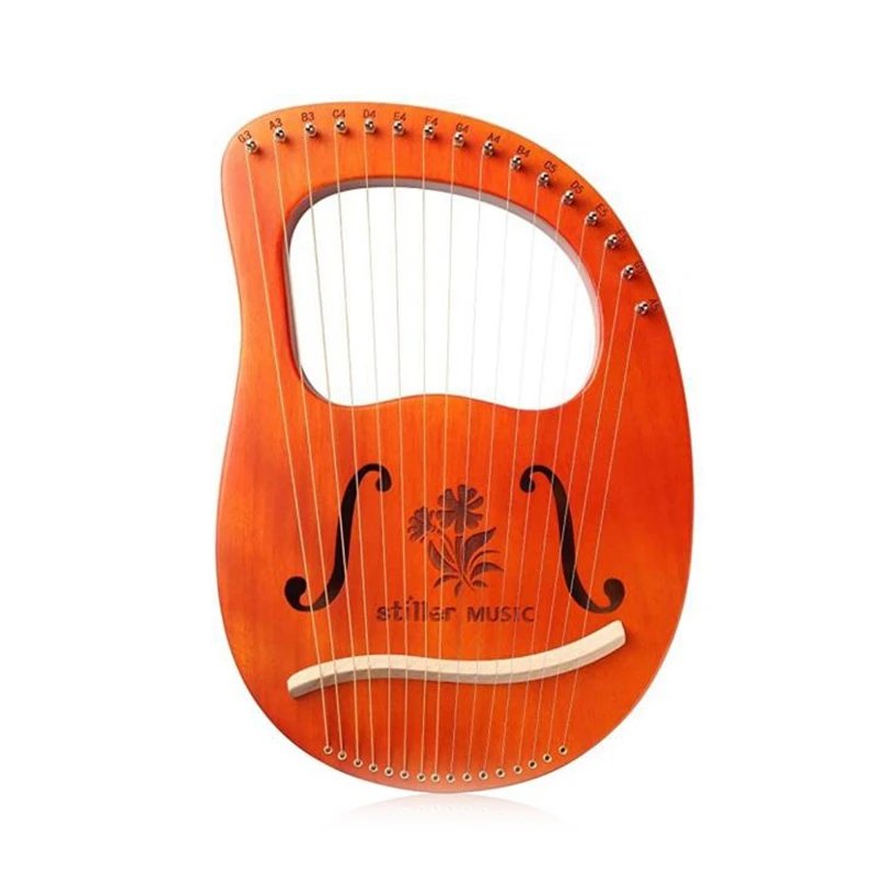 

Lyre Harp,16 String Mahogany Lyre Instrument,Begonia Flower Pattern Harp,with Tuning Wrench, for Music Lovers Beginners