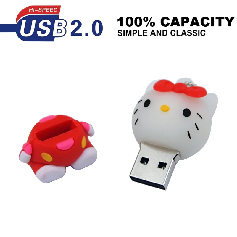 Креативный Usb 2 0 мультяшный флеш накопитель Hello Kitty 32 ГБ 64 128 МБ милые флешки с