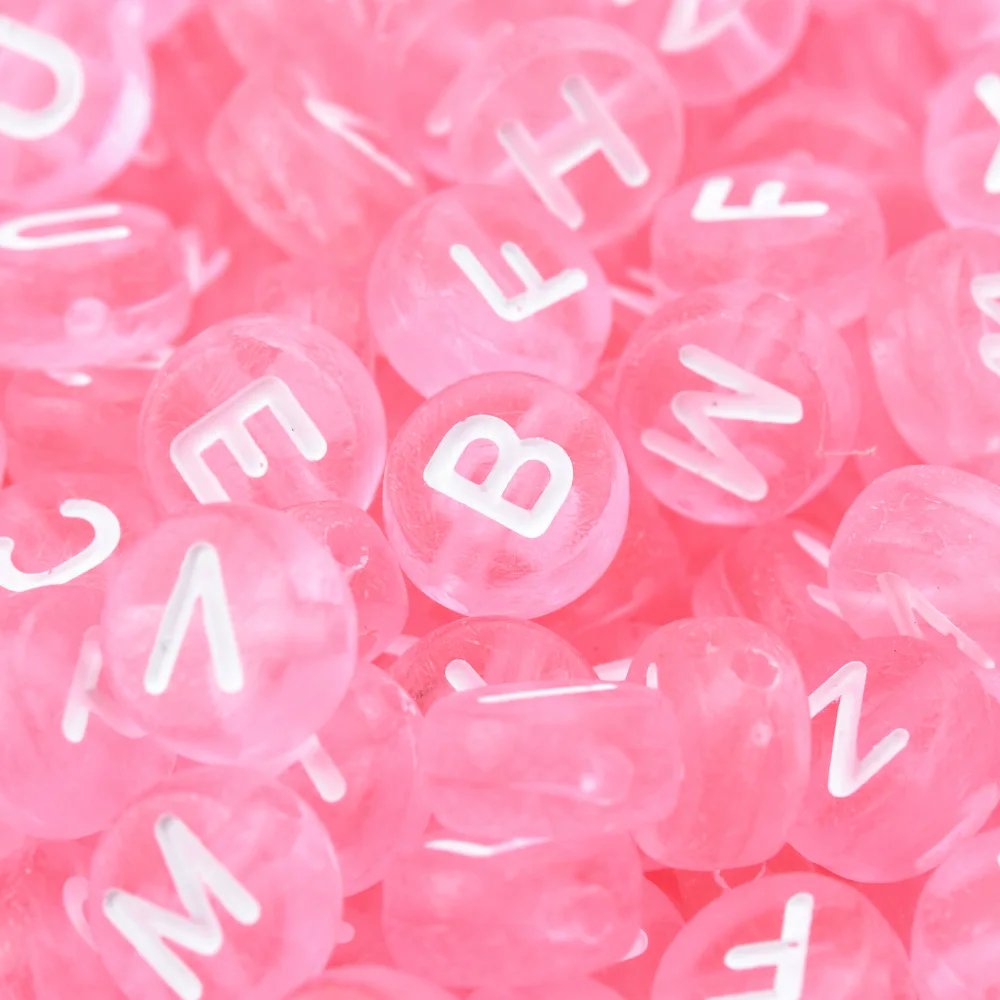 

Translucent Pink White Round Shape Acrylic 4*7mm Mixed Letters Beads For Make Bracelet Necklace Jewelry Accessories
