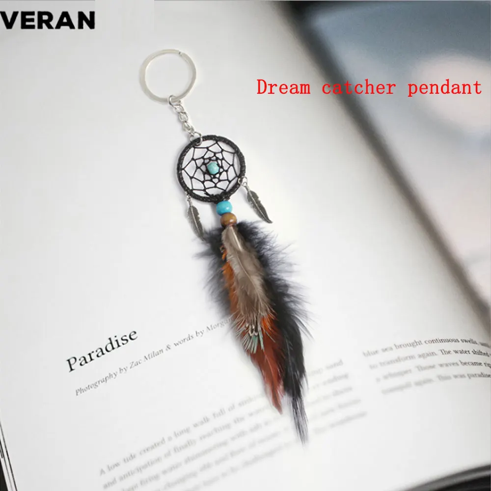 Цепочка для ключей в виде древнего серебряного листа ручной кулон Ловца снов