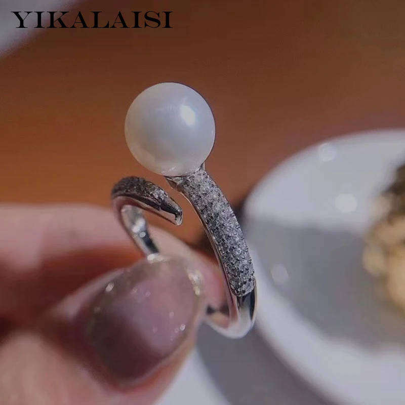 

Кольца YIKALAISI из стерлингового серебра 925 пробы, ювелирные изделия для женщин, круглые кольца с натуральным пресноводным жемчугом 8-9 мм, 2021 из...