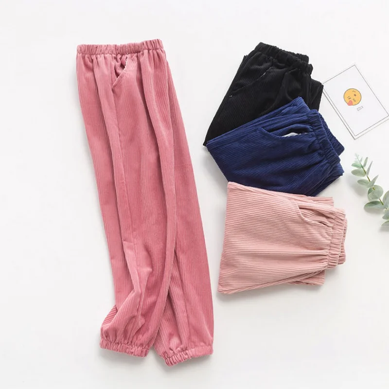 2019 детские штаны Вельветовая детская осенне зимняя одежда милые школьные брюки