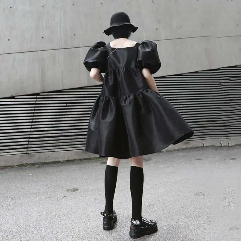 XITAO Vintage Waist Dress Women Clothes 2019 Square Collar Wild Joker Pullover Autumn Puff Sleeve Elegant WQR1228 | Женская одежда