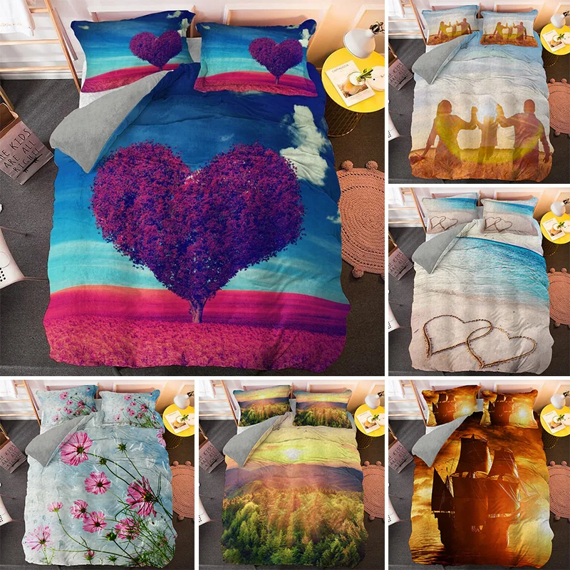 

Красивый дизайн с пейзажем высокое качество 2/3 шт. King комплекты постельного белья наволочки Твин Полный Queen пододеяльник наволочка мягкий к...