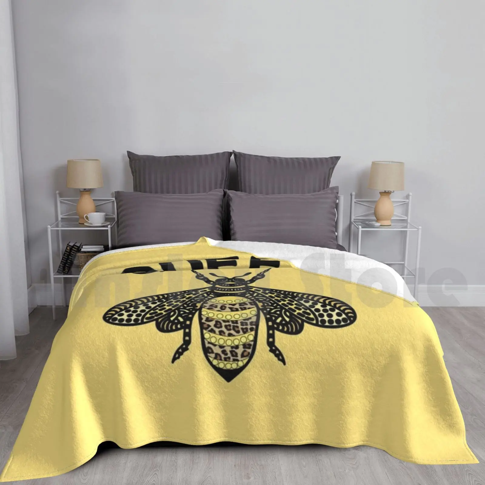 

Queen Bee With Leopard Accents Blanket Fashion Custom 3032 Queen Bee Bumblebee Bumble Bee Fancy Bee Fancy