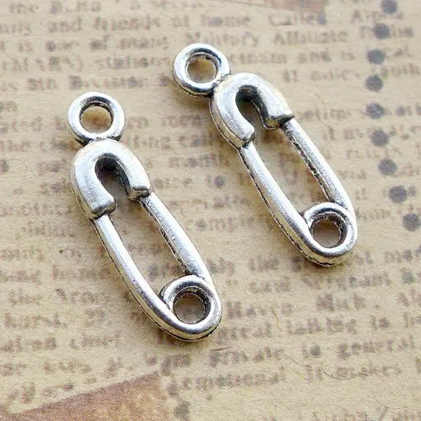 

40pcs/Lot 19x6mm Clip Charms Antique Silver Color Pendants for DIY Jewelry Making Handmade Crafts