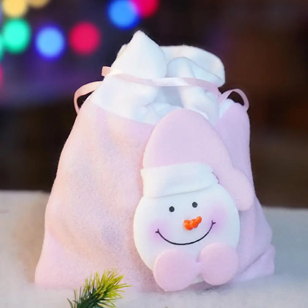 2pcs Christmas Gift Bags Santa Flannel Bags Drawstring Canvas Santa Bag Kids Candy Bag Pouch For Storing Christmas Presents
