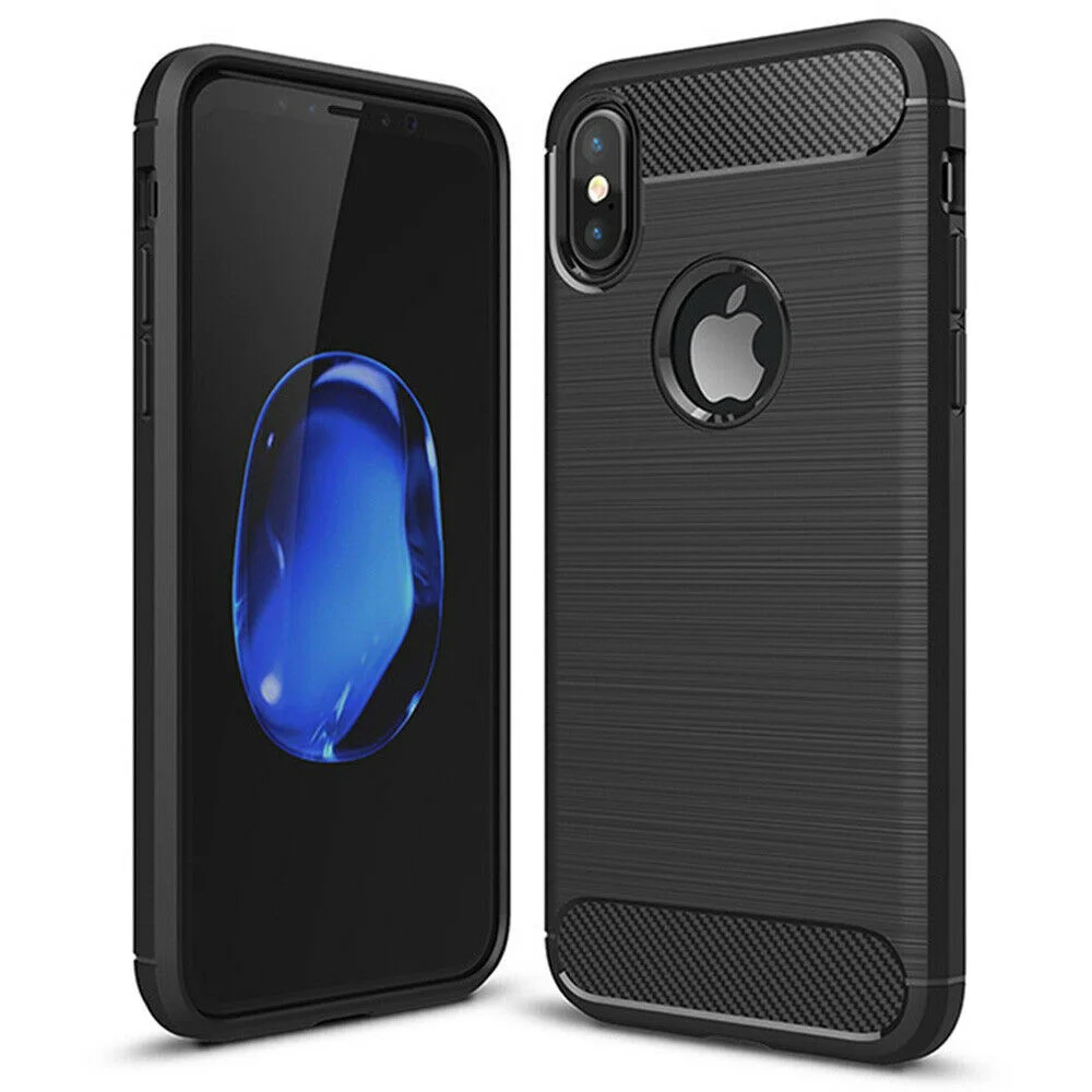 

Coque Silicone For iPhone 6 7 8 Plus XR X XS MAX 11 12 Pro housse Protection Carbon
