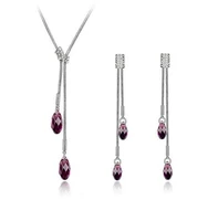 crystal necklace fashion tassel earrings personality 2021 european and american fashion simple jewelry set