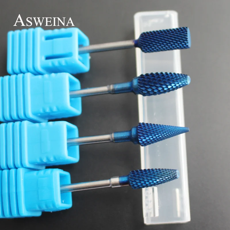 Asweina 1 шт. синий нано покрытие сверло резак для ногтей фрезерные карбидные