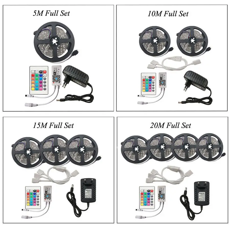 

WIFI RGB LED Strip Light SMD 2835 15M 20M RGB tape DC12V Waterproof RGB ribbon diode 5M 10M led Flexible and WIFI Controller
