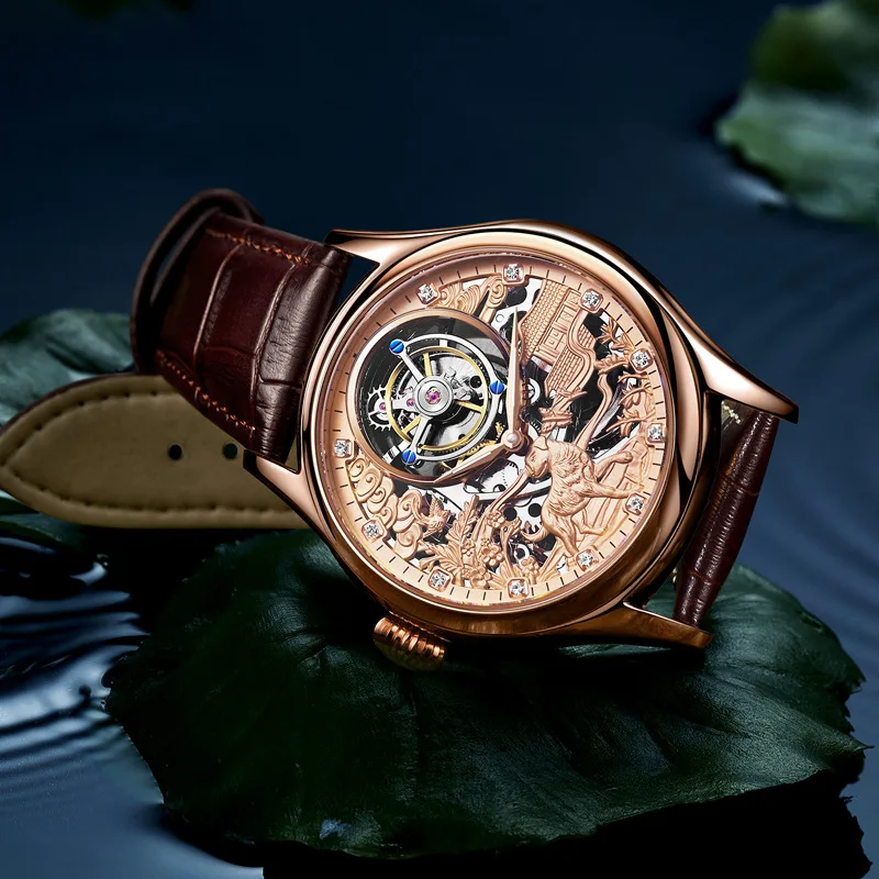 Kopeck, мужские часы, Tourbillon, скелет, механические часы, Сапфировая кожа,, Роскошные,, бренд, собака, Relogio Masculino