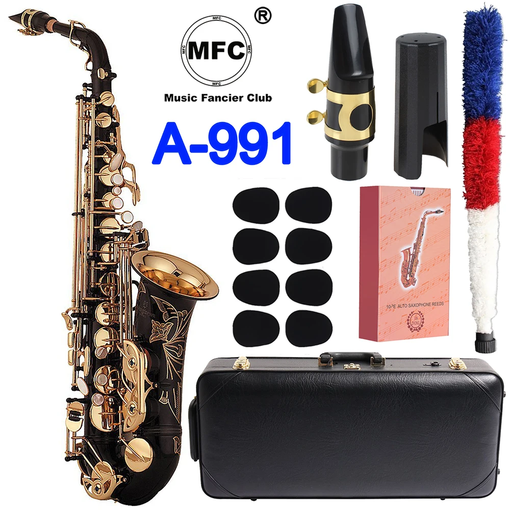 Новый Профессиональный элегантный звуковой альт-саксофон, искусственный черный лаковый альт-саксофон, музыкальный инструмент