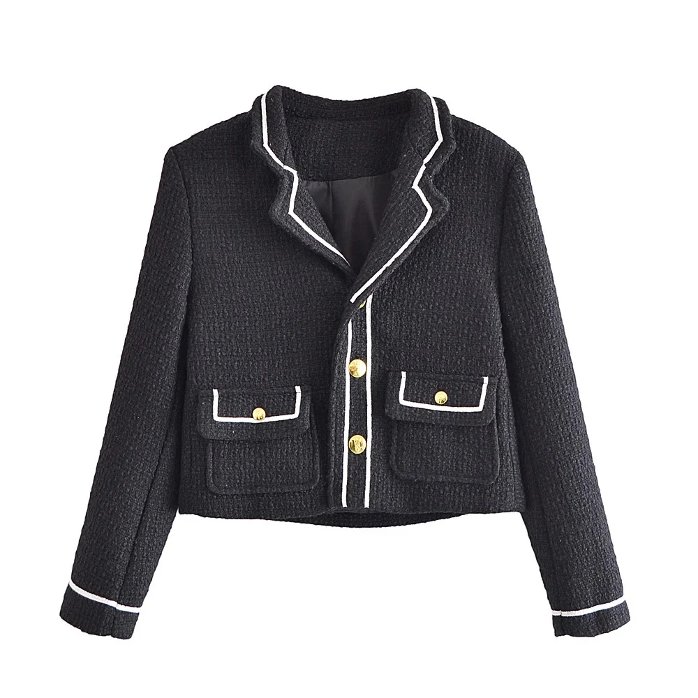

XIKOM 2021 Autumn Solid Woolen Blazer Women Pockets Long Sleeve Blazer Jacket Coat For Women Casual Slim Women Coat Jacket