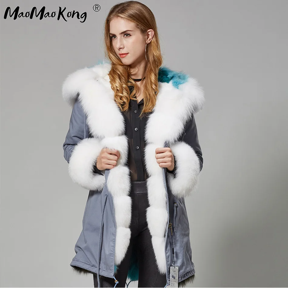 

Nice fox fur lining Camouflage fur coat women's outwear detachable winter jacket Large raccoon fur collar hooded coat parkas
