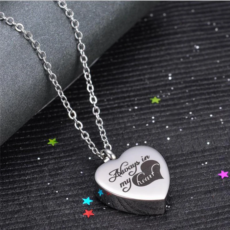 

Urn Necklace Always in My Heart Urn Pendant for Ashes Memorial Pet Ash Casket Cremation Jewelry Stainless Steel Keepsake