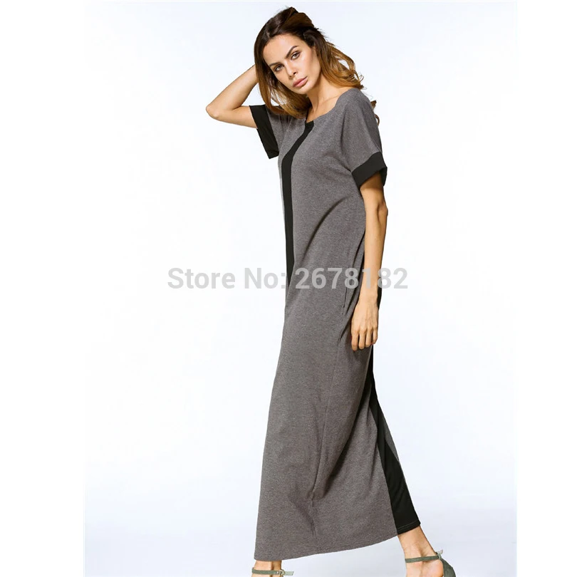 Повседневное мусульманское Макси платье размера плюс платья футболки абайя